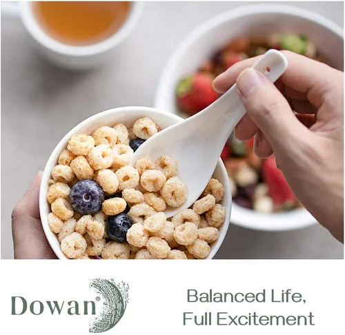 Vista 2 de DOWAN Cucharas de sopa, cucharas de sopa asiáticas de cerámica, cuchara japonesa blanca grande para Ramen Pho Wonton Dumpling Miso, diseño de gancho