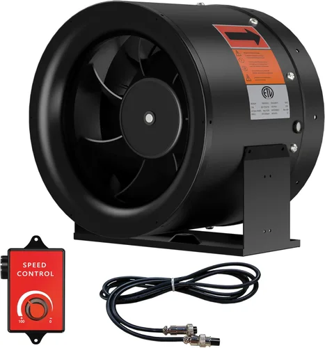 Vista 8 de Ventilador de conducto en línea de 12 pulgadas con controlador de velocidad, ventilador de ventilación de motor EC para calefacción, refuerzo