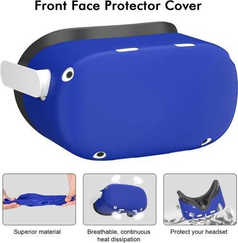 Vista 7 de Controller Grips Cover for Oculus Quest 2Anti-Leakage Silicone Face Cover for Oculus Quest 2 with Lens Protective Cover and VR Shell Accessories Set