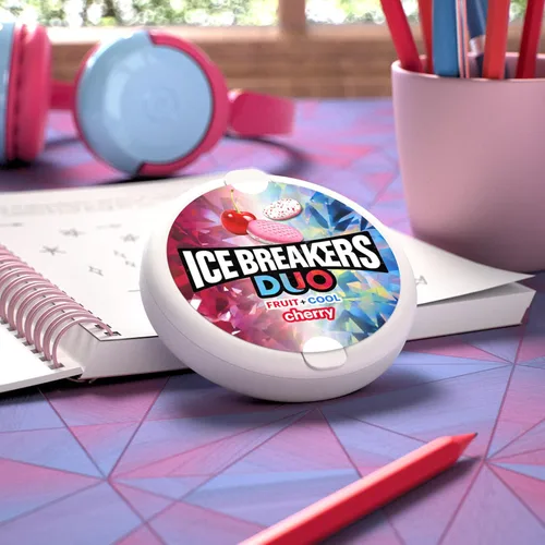 Vista 5 de ICE BREAKERS Duo Fruit Plus - Pucks de mentas sin azúcar con sabor a cereza fresca, 1.3 onzas (8 unidades)