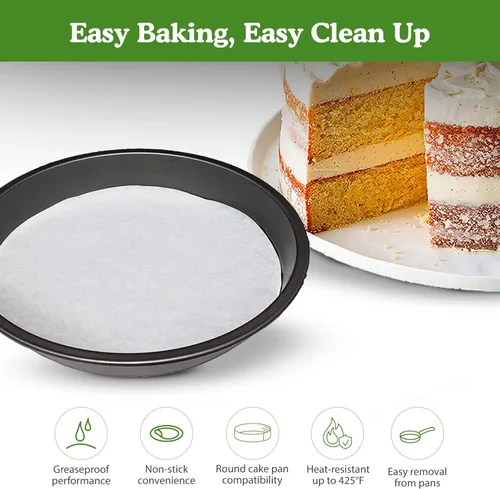 Vista 3 de Regency Wraps Círculos de papel pergamino para moldes redondos para pasteles, forros a prueba de grasa para hornear antiadherentes, 9 pulgadas