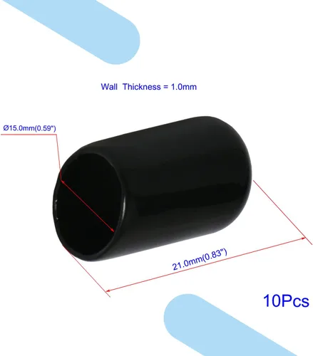 Vista 2 de Aopin Cubierta de tapa de extremo redondo de goma de 0.59 pulgadas (0.591 in), protectores de rosca de tornillo de PVC flexible de tubería