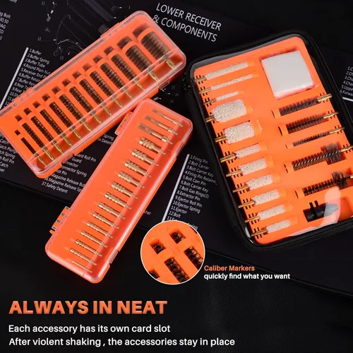 Vista 4 de Raiseek Kit de limpieza universal de pistola de limpieza de pistola, kit de limpieza de pistola de rifle para todas las pistolas con cepillos