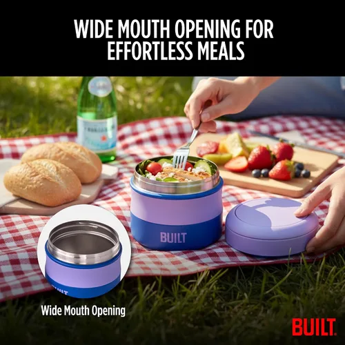 Vista 4 de Built Tarro de comida de boca ancha de 12 oz - PurpleBlue