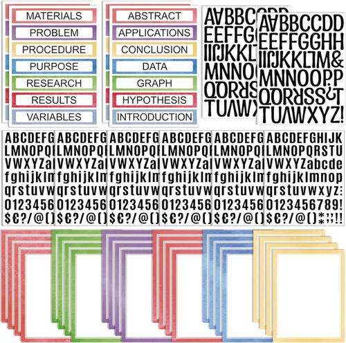 Vista 16 de PerKoop 36 hojas de suministros para tableros de póster de feria científica, 24 subtítulos autoadhesivos para presentación, 4 títulos para proyectos