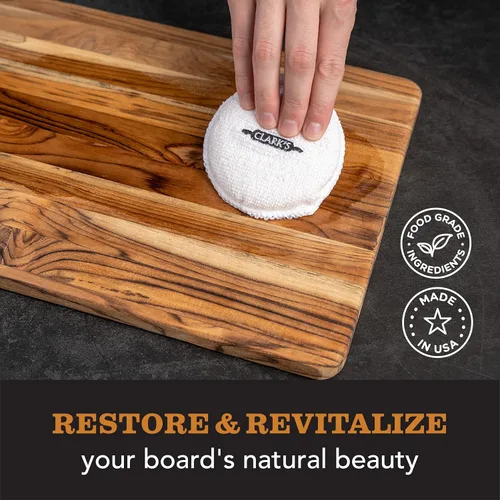 Vista 2 de CLARK'S Cera de bloque de carnicero para tabla de cortar, enriquecida con cera de abejas natural, aceite danés y extractos de cítricos, ideal