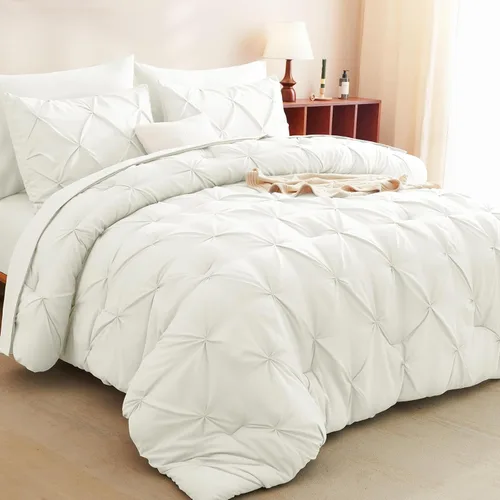 Vista 34 de CozyLux - Juego de edredón tamaño individual con sábanas Beige, 5 piezas, ropa de cama en una bolsa con pinzas, juego de cama tamaño individual