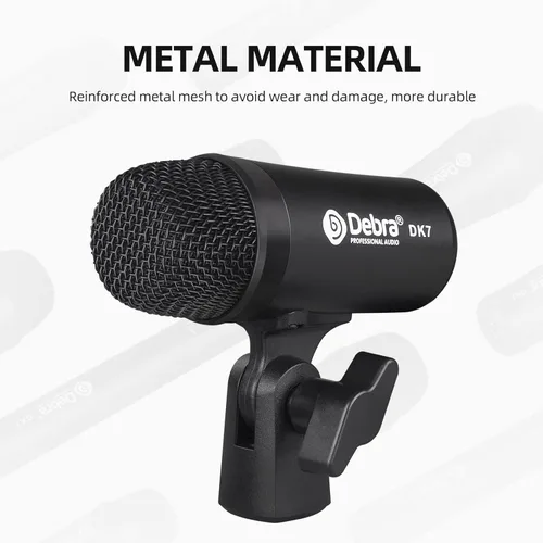 Vista 2 de D Debra DK7 Pro - Kit de micrófono de batería con cable de 7 piezas para tocar y grabar bateristas, incluye micrófonos, clip de micrófono
