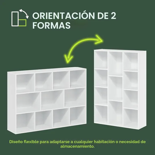 Vista 6 de Furinno - Estantería de cubos de 4 niveles serie Luder para libros y almacenamiento, color verde y blanco
