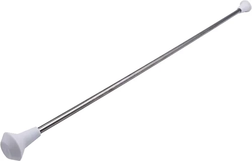 Vista 2 de Baton de Marcha Giratorio MVG de 28 pulg, de acero inoxidable con extremos de goma mini, eje de 3/8 con cinta para bailar. Baton para adultos.