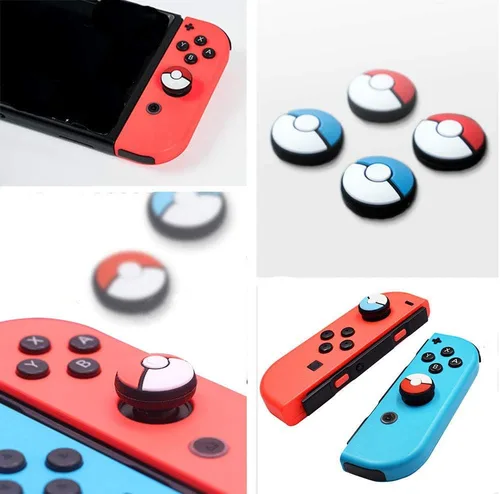 Tapas de silicona analógicas para el pulgar tapa de mando para Switch NS Joy-Con Controller Sticks Skin Joy Con Caps para Pokemono Go Joy-con 4