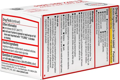Vista 13 de Tylenol Tabletas de fuerza regular, analgésico de paracetamol y reductor de fiebre, 100