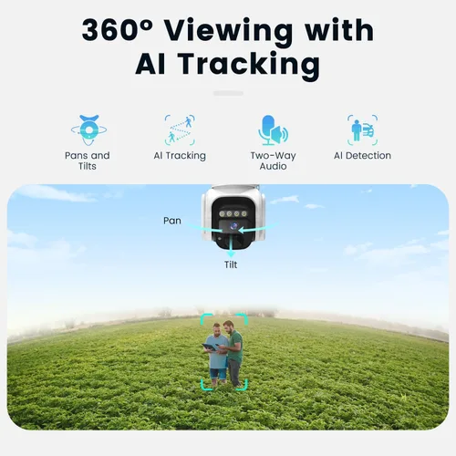 Vista 3 de Cámara de Seguridad Celular Solar 4G LTE Inalámbrica para Exteriores, Cámara Solar Alimentada sin WiFi con Tarjeta SIM Integrada y Plan de Datos