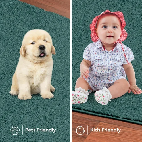 Vista 7 de Alfombras de color liso verde azulado 2 x 4 pies, rectangular, interior, resistente a las manchas y a la decoloración, perfecta para sala de estar