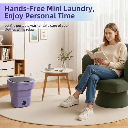 Vista 8 de Mini máquina de lavandería, lavadora portátil de 16 litros con cesta giratoria, lavadora portátil adecuada para ropa de bebé, ropa