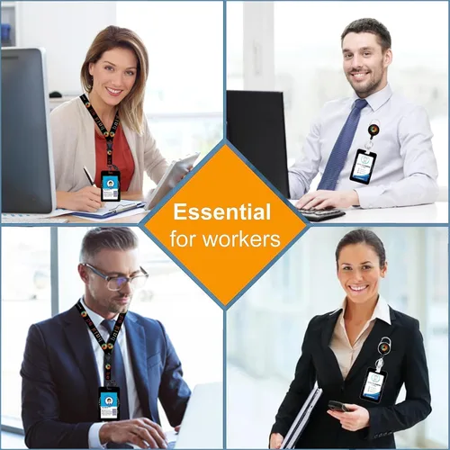 Vista 7 de Soporte para tarjeta de identificación con cordón, soporte positivo para tarjetas de identificación con carrete, retráctil, desmontable, tarjeta