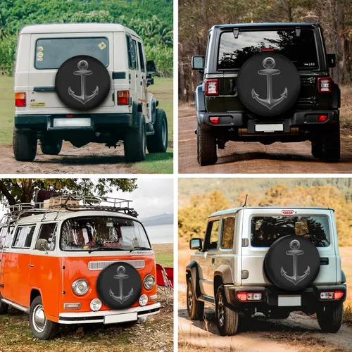 Vista 3 de Fundas para neumáticos de repuesto para remolques, anclaje náutico, resistente a la intemperie, a prueba de polvo, ajuste universal para remolque