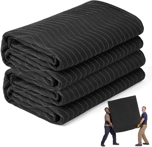 Peryiter 2 Pack 96'' x 80'' Extra Large Moving Blankets 4.4 lb Heavy Duty Moving Pads and Packing Blankets Thick Quilted Shipping Furniture Pads for