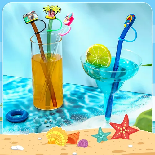 Vista 4 de Irenare 24 fundas para pajillas, tapas reutilizables de silicona, tapas a prueba de salpicaduras para popotes de 0.315 a 0.315 pulgadas