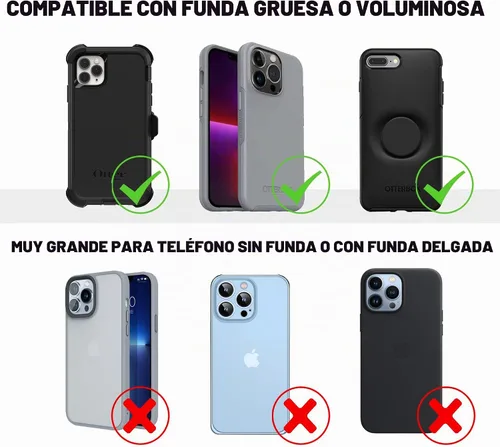 Vista 6 de Perilogics Funda magnética de nailon para teléfono con clip para cinturón Negro