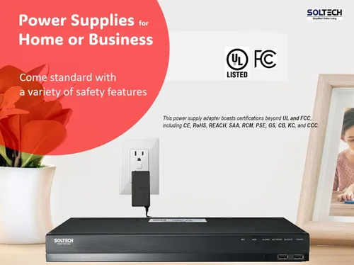 Vista 3 de SOLTECH Adaptador de fuente de alimentación de 12V 3A para cámaras de seguridad CCTV 4 8 16 canales DVR o NVR, 100-240V 50/60Hz CA a CC 12 voltios 3