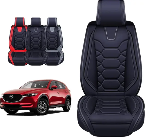 OASIS AUTO Fundas de asiento de ajuste personalizado para Mazda CX5 2012-2025, protector de asiento de piel sintética impermeable, cojín CX-5,