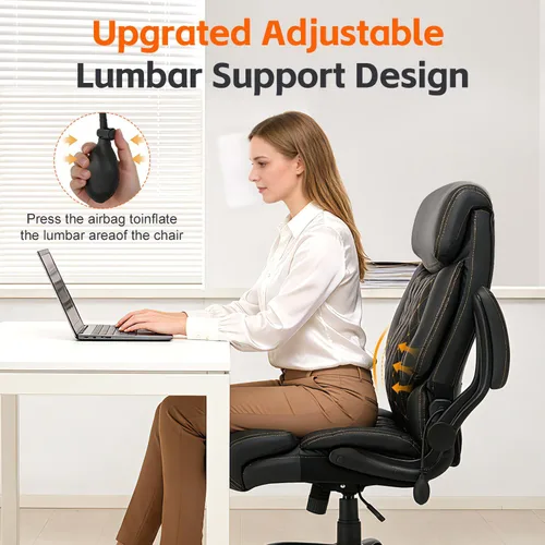 Vista 3 de BOSMILLER Big and Tall Office Chair, Heavy Duty Executive Chairs with Adjustable Lumbar Support for Back Pain, Ergonomic Comfortable Computer Chair