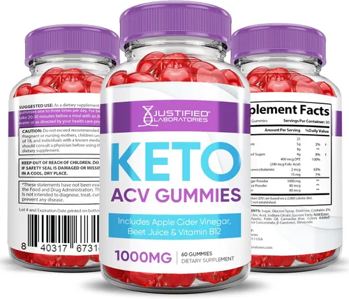 Vista 5 de Keto ACV Gummies Advanced Support Keto Gummys 1000 mg Vinagre de sidra de manzana formulado con jugo de granada remolacha en polvo B12 Vegano sin