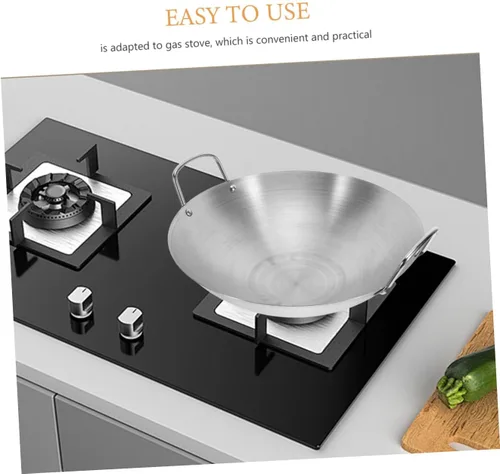 Vista 3 de Tofficu Wok - Sartén de acero inoxidable con asa