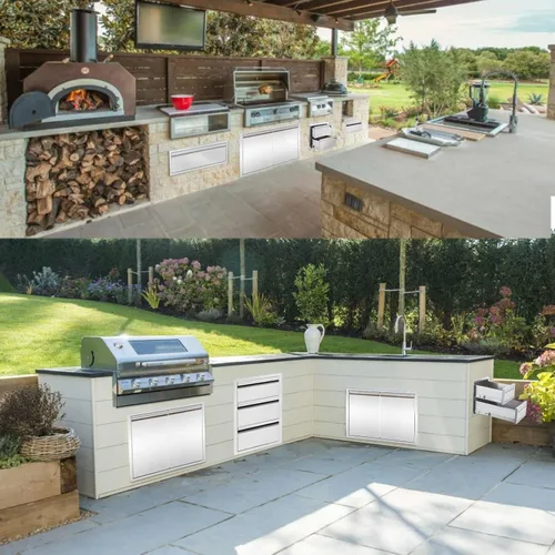 Vista 6 de Cajón de cocina al aire libre de 30 pulgadas de ancho, cajón individual para barbacoa de acero inoxidable con divisor de montaje empotrado para isla