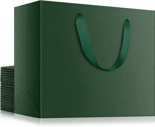 Vista 33 de EUSOAR Bolsas de regalo grandes con asas, paquete de 3 bolsas de papel de compras negras resistentes de 16 x 6 x 12 pulgadas con asas, bolsa