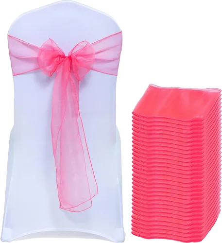 Vista 18 de Bandas de organza para decorar sillas en bodas y eventos, 100 unidades, organza, Manzana Verde (Apple Green), 10