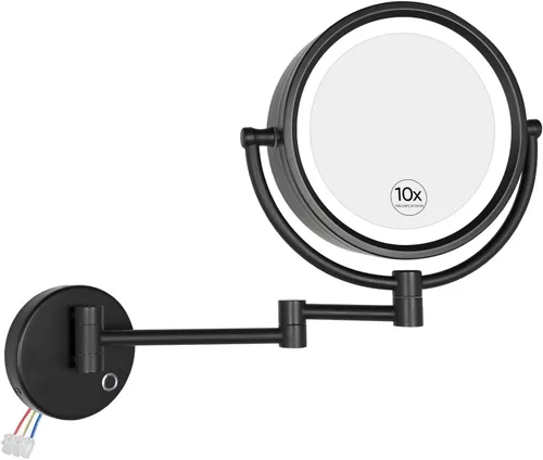 GURUN - Espejo de maquillaje LED con cable para montaje en pared