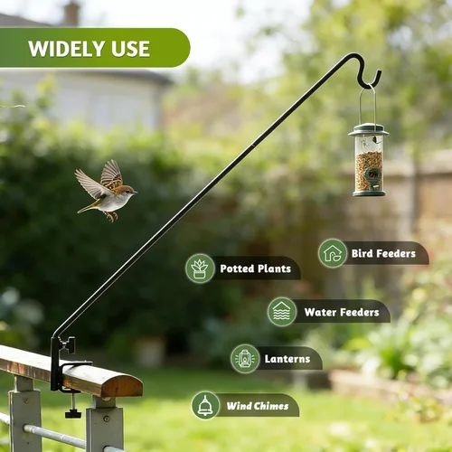 Vista 6 de ERYTLLY Gancho de cubierta de alcance extendido para poste de pared, gancho extensible y soporte de pared de 43 pulgadas para colgar comedero