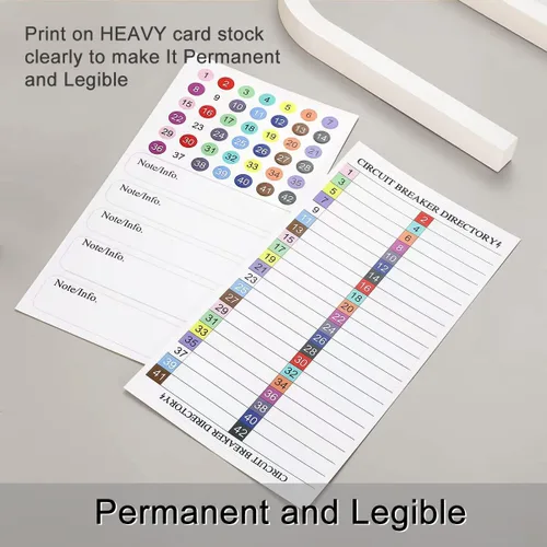 Vista 5 de Adhesivo de directorio para disyuntores, caja de panel de fusibles eléctricos, resistente al agua, con parte trasera adhesiva, guía de código