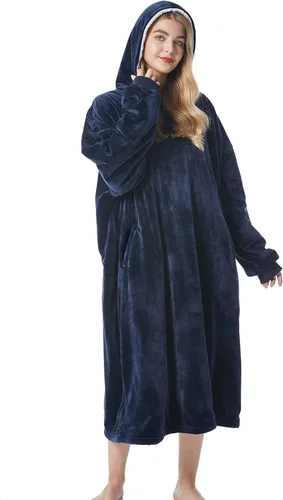Vista 18 de Felicigeely Blanket Hoodie Wearable Blanket Sweatshirt Oversized Hooded Blanket Sweater Gift for Women