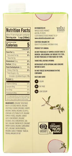 Vista 3 de 365 by Whole Foods Market, Caldo vegetal orgánico bajo en sodio, 32 onzas líquidas