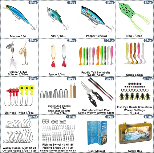Vista 3 de WITOROR Fishing Lures, Tackle Box with Tackle Included, Crankbaits, Spoon, Soft Baits, Hooks, Jigs, Weights & More Other Accessories, Fishing Bait