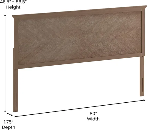 Vista 11 de Merrick Lane Marta - Cabecera de madera tamaño Queen, cabecero ajustable con patrón de espiga en color gris lavado