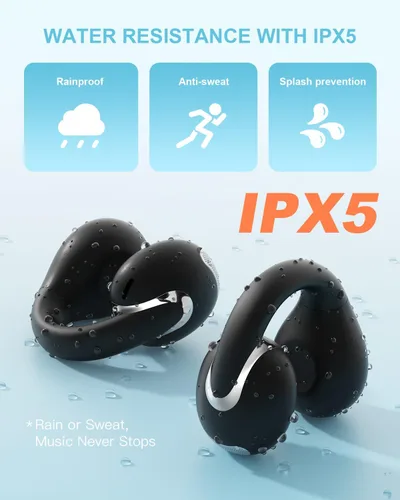 Vista 8 de Jzones Auriculares inalámbricos con clip abierto Bluetooth 5.4, ligeros, cómodos, deportivos, de conducción ósea, micrófono integrado para audio