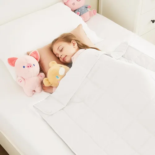 Vista 19 de Hosukko - Manta con peso de 3 libras - Manta pesada y transpirable - Princesa en beige, 20 x 30 pulgadas, 3 libras