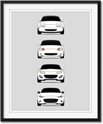 Vista 7 de Custom Car Posters Póster hecho a mano compatible con Mazda Miata MX-5 Generations e impresión de NA Miata, NB Miata, NC Miata, ND Miata, ND Miata