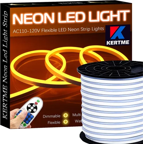 Vista 16 de Tira de luces LED de neón tipo AC 110-120V, tira de luz de neón LED flexible/impermeable/regulable/multimodos + control remoto de 23 teclas