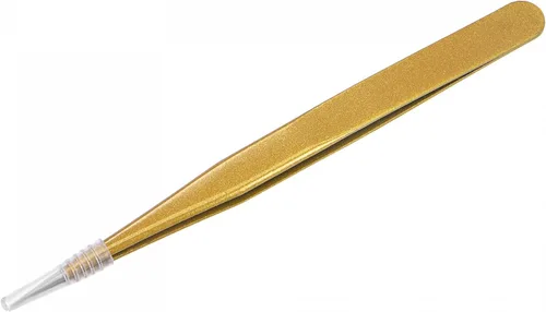 Vista 8 de uxcell Pinzas de punta recta no magnéticas Pinzas de precisión de acero inoxidable antiestáticas para extensiones de pestañas Volumen Negro