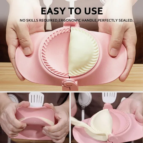 Vista 4 de Prensa para Empanadas, Juego de Moldes para Hacer Dumplings con Cortador de Masa, Juego de Moldes para Dumplings (L/4"+M/3")