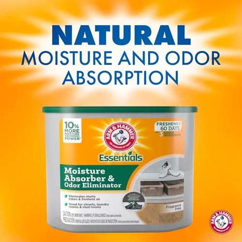 Vista 3 de Arm & Hammer Essentials Absorvedor de humedad desechable y eliminador de olores, sin fragancia, 1 lb., atrae y atrapa la humedad excesiva