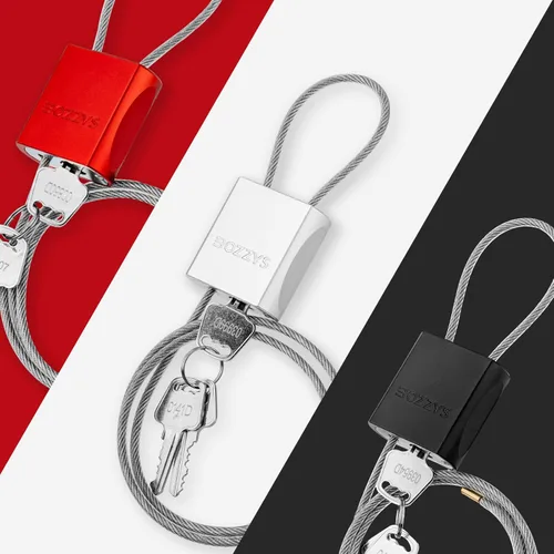 Vista 9 de Candado de cable con 3 llaves L 3.28 pies (1m), D 1/6 pulg (4mm) Candado de cable de acero ajustable Candados de aluminio para bicicletas