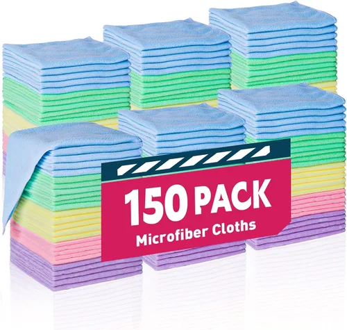 Vista 15 de TEAWOO Paños de limpieza de microfibra, paquete de 15, trapos de limpieza, toallas de microfibra para automóviles, hogar, 5 colores surtidos