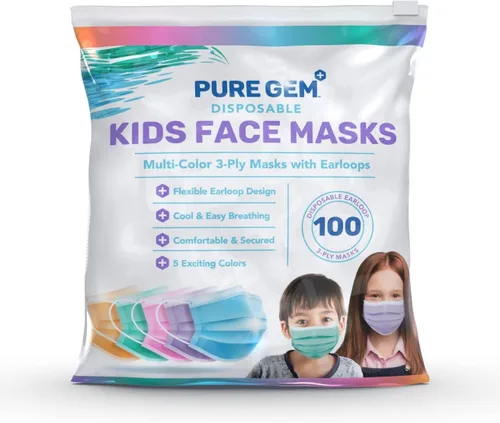 [Pack Of 100] kids Disposable Face Masks Boys and Girls 3-Ply Masks | Facial Cover For Childcare, School (Colorful)