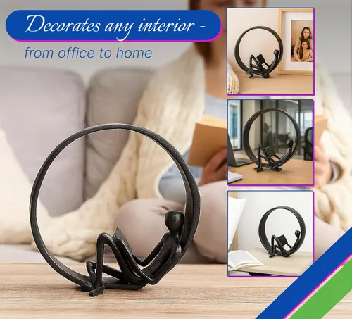 Vista 4 de Esculturas de hierro fundido para escritorio, decoración de oficina, decoración de mesa para sala o dormitorio, objetos decorativos pequeños